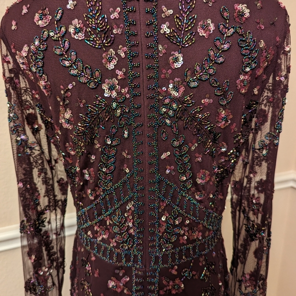 Adrianna Papell Maroon Floral Long Sleeve Dress - Picture 3 of 6